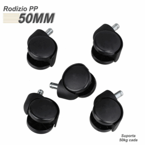 Kit Rodizio Pu Com 5 Unidades 50mm Preto