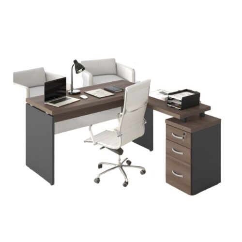 Mesa em L com Gaveteiro Pedestal 1,20×1,50cm