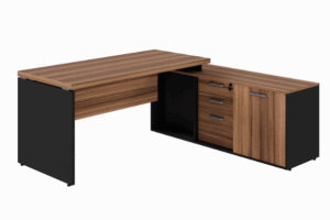 Mesa Diretor Painel C/Armário Lateral 1,50x1,60 Nogal